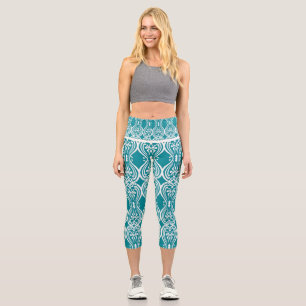 Leggings Capri Patrón de flores silvestres de acuarela caprichosa