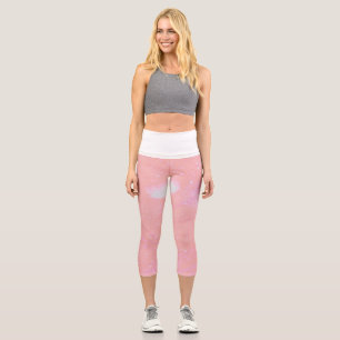 Leggings Capri Patrón de flores silvestres de acuarela caprichosa