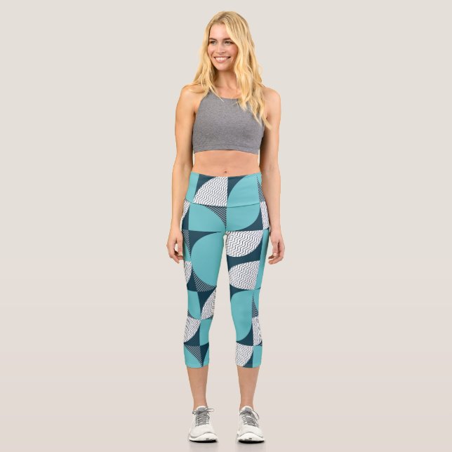 Leggings Capri Patrón de forma geométrica creativa (Anverso)
