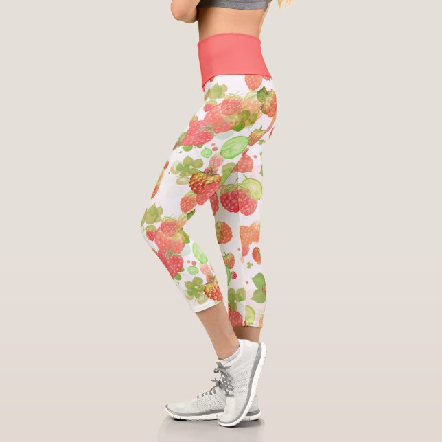 Leggings Capri Patrón de frambuesas (Izquierda)