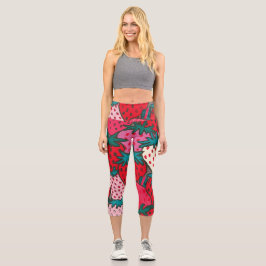 Leggings Capri patrón de fresa