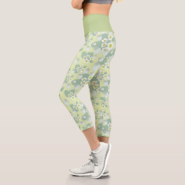 Leggings Capri Patrón de fresa (Izquierda)