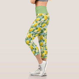 Leggings Capri Patrón de fruta de verano tropical de cadera suave
