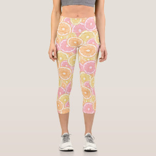 Leggings Capri Patrón de frutas de cítricos tropicales