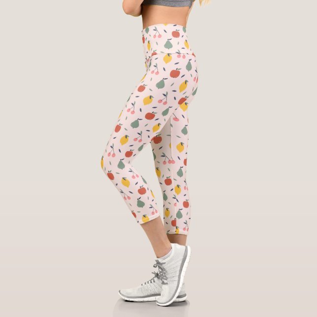 Leggings Capri Patrón de frutas de corte (Izquierda)