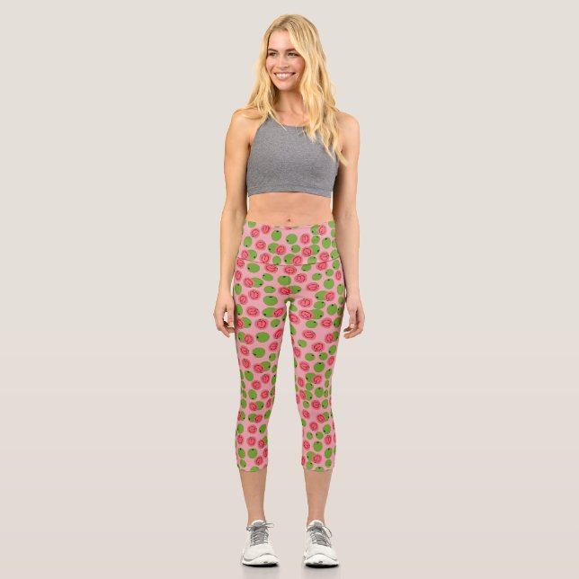 Leggings Capri Patrón de frutas de guayaba (Anverso)