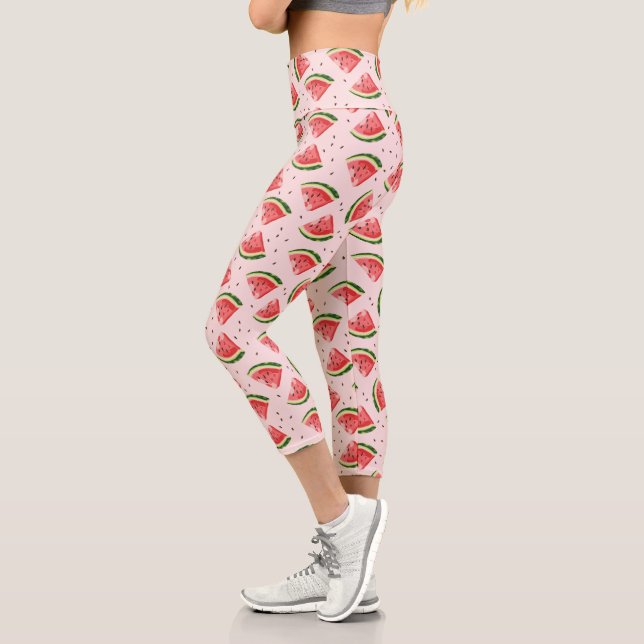 Leggings Capri Patrón de frutas de la sandía acuática (Izquierda)