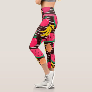 Leggings Capri Patrón de frutas tropicales