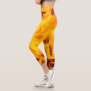 Leggings Capri Patrón De Fuego Y Flores
