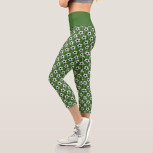 Leggings Capri Patrón de fútbol europeo verde