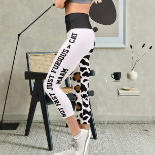 Leggings Capri Patrón de gato grande personalizado Impresión dive