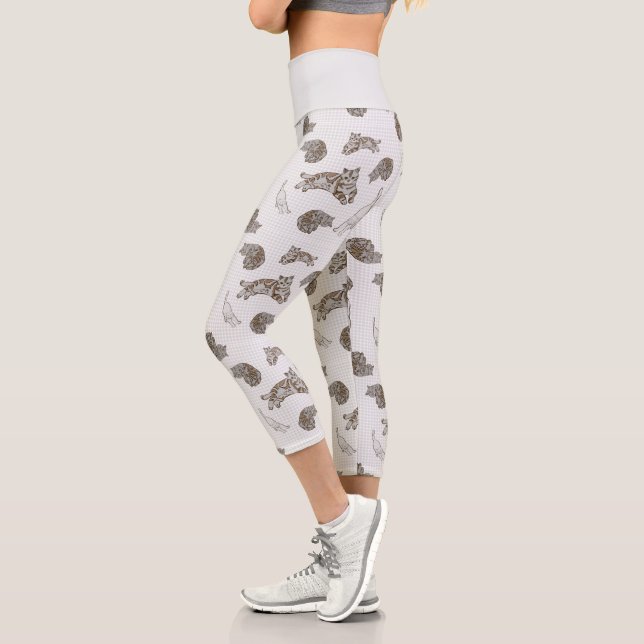 Leggings Capri patrón de gatos (Izquierda)