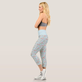 Leggings Capri Patrón de gatos de Navidad lindos – Diseño festivo