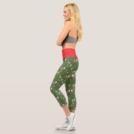 Leggings Capri Patrón de gatos de Navidad lindos – Diseño festivo