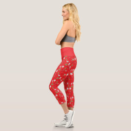 Leggings Capri Patrón de gatos de Navidad lindos – Diseño festivo