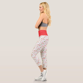 Leggings Capri Patrón de gatos de Navidad lindos – Diseño festivo