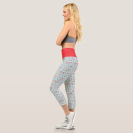 Leggings Capri Patrón de gatos de Navidad lindos – Diseño festivo