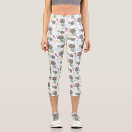 Leggings Capri Patrón de gatos, gatos, gatitos, peces