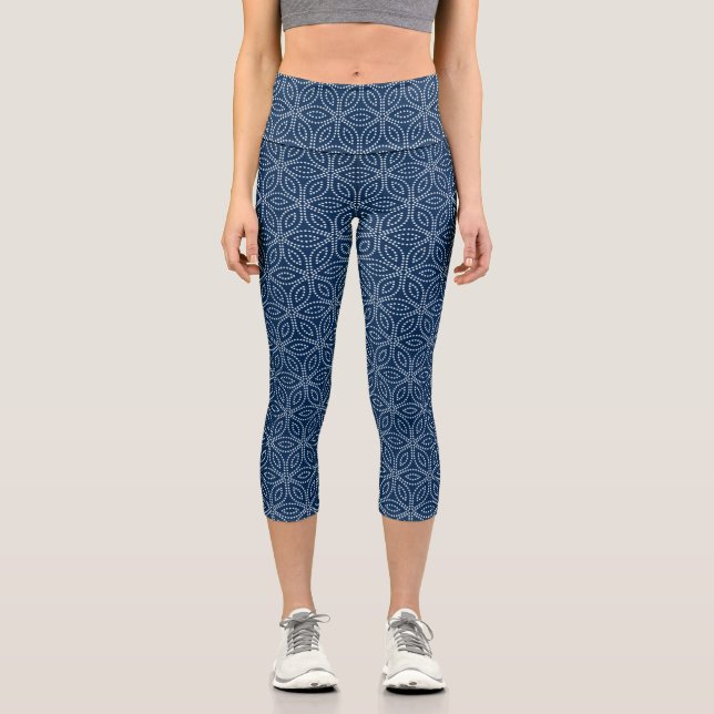 Leggings Capri Patrón de geometría sagrada de invierno (Anverso)