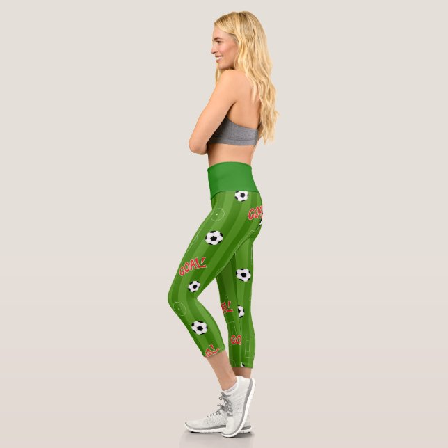 Leggings Capri Patrón de gol de fútbol de campo de fútbol (Izquierda)