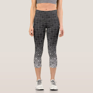 Leggings Capri Patrón de gradiente geométrico en blanco y negro