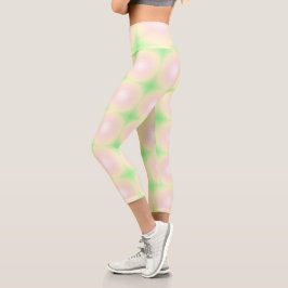 Leggings Capri Patrón de gradiente óptico 3D blanco Rosa verde pá