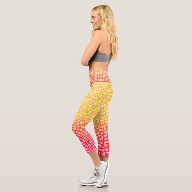 Leggings Capri Patrón de gradiente rojo amarillo (Izquierda)
