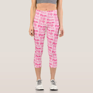 Leggings Capri Patrón de guión de personalizado rosa claro de la 
