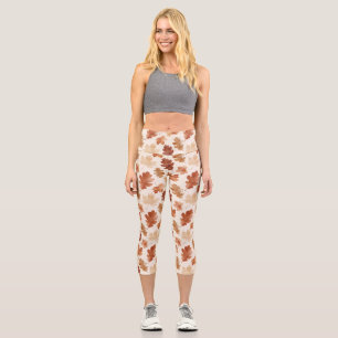 Leggings Capri Patrón de hoja de otoño acogedor