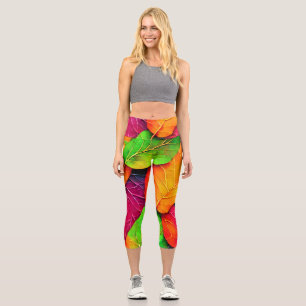 Leggings Capri Patrón de hojas otoñales