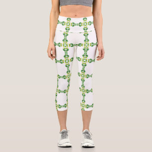 Leggings Capri Patrón de hojas, patrón de hojas, hojas verdes