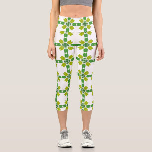 Leggings Capri Patrón de hojas, patrón de hojas, hojas verdes