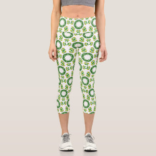 Leggings Capri Patrón de hojas, patrón de hojas, hojas verdes