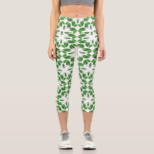 Leggings Capri Patrón de hojas, patrón de hojas, hojas verdes
