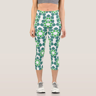 Leggings Capri Patrón De Hojas, Patrón De Hojas, Hojas Verdes
