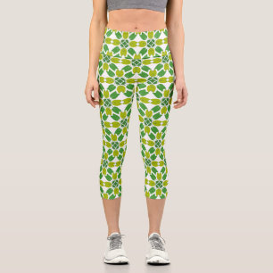 Leggings Capri Patrón de hojas, patrón de hojas, hojas verdes