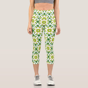 Leggings Capri Patrón de hojas, patrón de hojas, hojas verdes