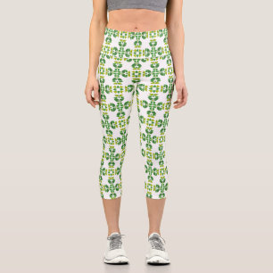 Leggings Capri Patrón de hojas, patrón de hojas, hojas verdes