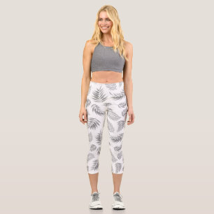 Leggings Capri Patrón de hojas tropicales 3