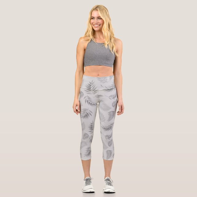 Leggings Capri Patrón de hojas tropicales 5 (Anverso)