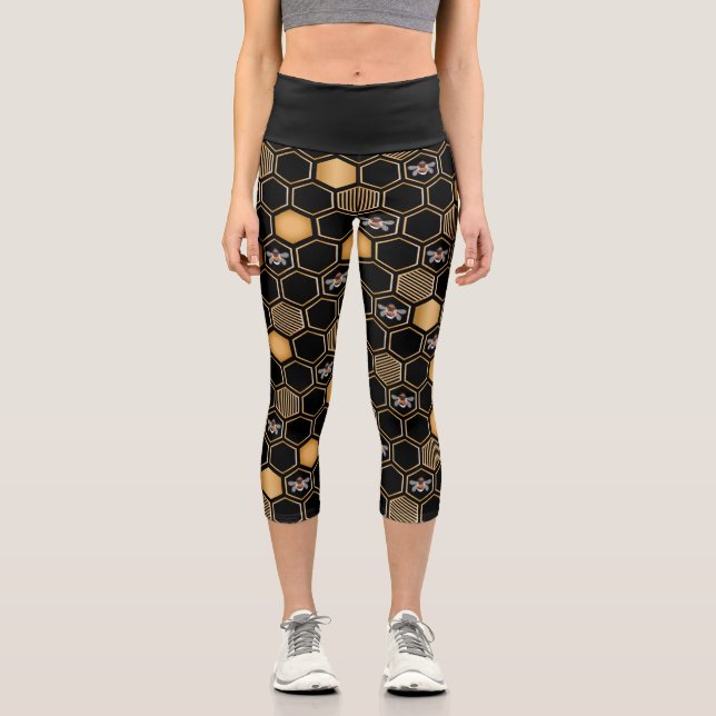 Leggings Capri Patrón de honeycomb (Anverso)