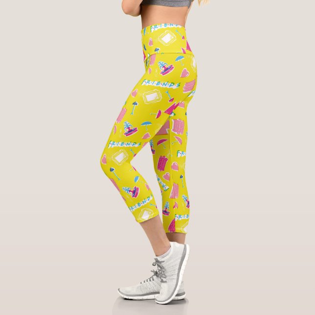 Leggings Capri Patrón de iconos Neon FRIENDS™ (Izquierda)