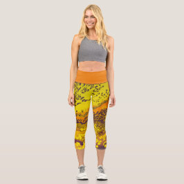 Leggings Capri Patrón de impresión de leopardo del Naranja del at