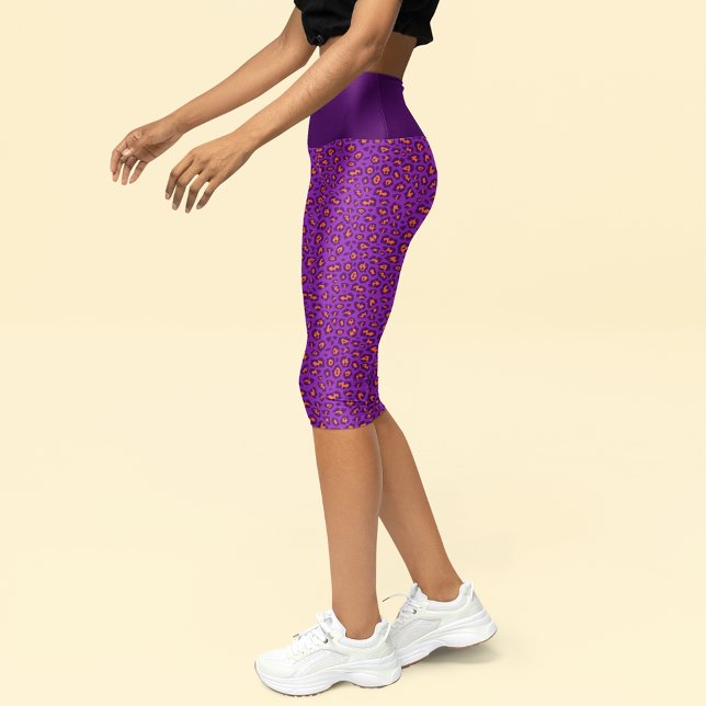 Leggings Capri Patrón de impresión Leopard Mujeres Naranjas púrpu (Subido por el creador)