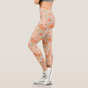 Leggings Capri Patrón de jardín de flores retro