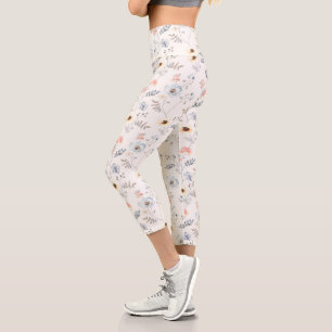 Leggings Capri Patrón de jardín floral de la amapola