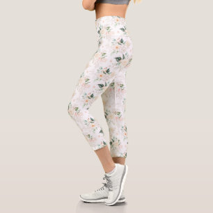 Leggings Capri Patrón de jardín floral Rosa