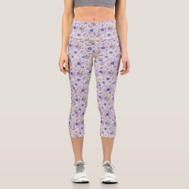 Leggings Capri Patrón de jardín púrpura Capri Leggins
