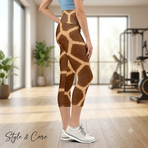 Leggings Capri Patrón de jirafa llamativo Capri elegante y suave