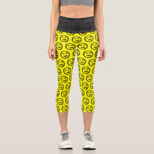 Leggings Capri Patrón de la cara sonriente de Guay Spilled Sained